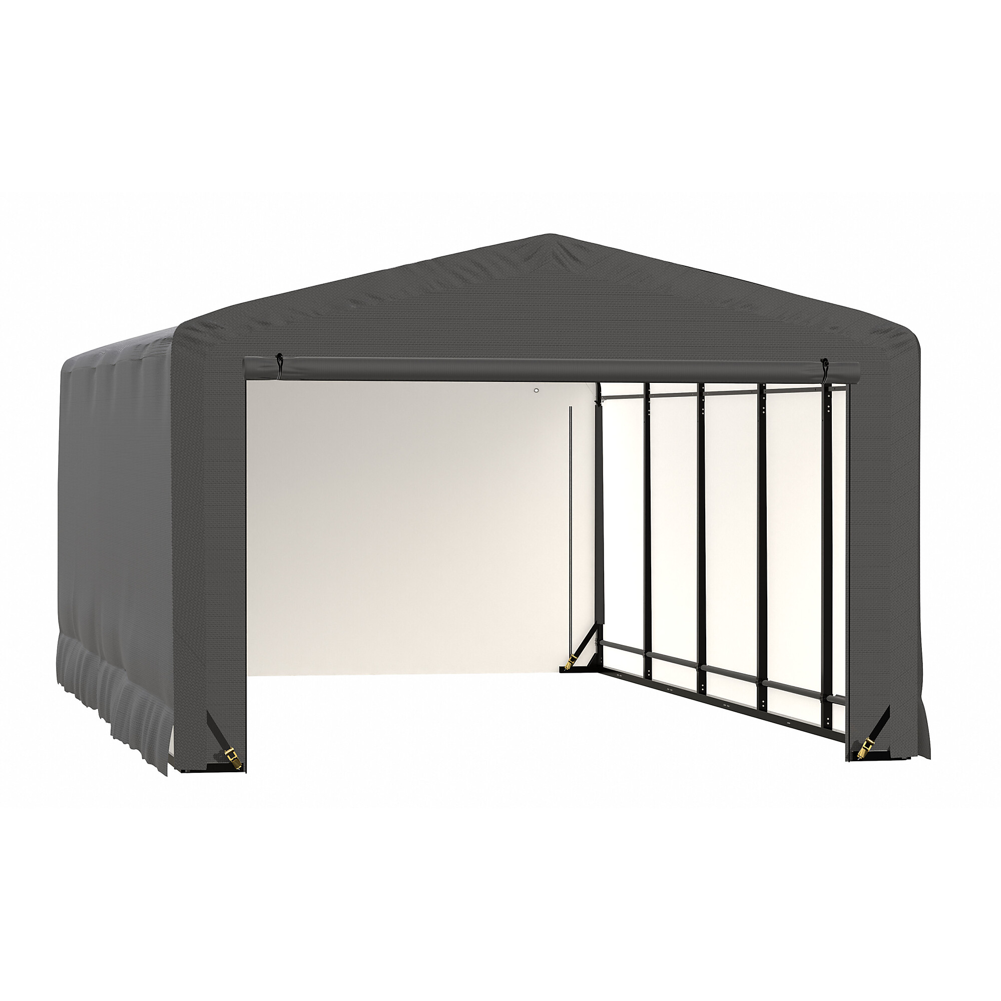 ShelterLogic ShelterTube Wind and Snow Rated Garage - 12ft. x 27ft. x 8ft., Industrial-Strength Steel Frame, Waterproof Fabric, Gray, Model# SQAACC0103C01202708